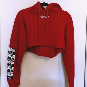 Badwood Cherry Bomb Red Checker Crop Hoodie